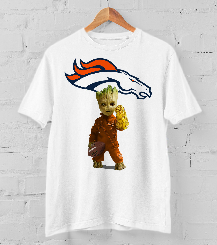 Denver Broncos Groot Infinity Gauntlet Football Fan T-Shirt