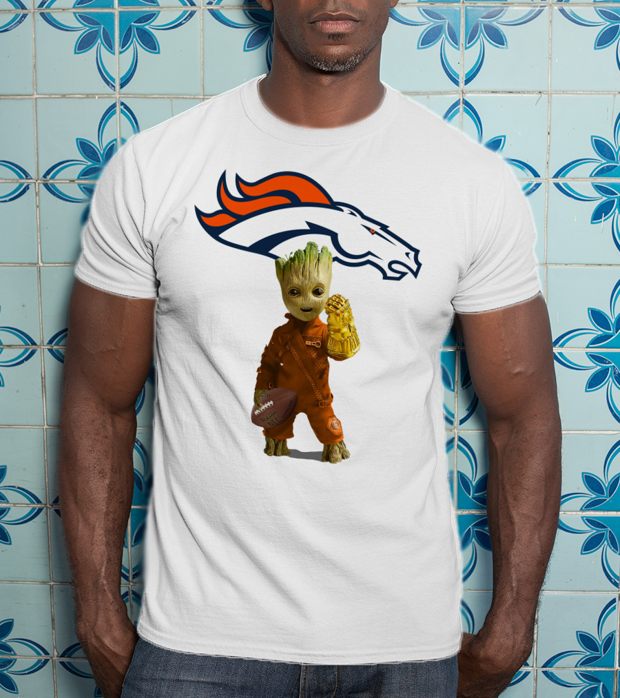 Denver Broncos Groot Infinity Gauntlet Football Fan T-Shirt