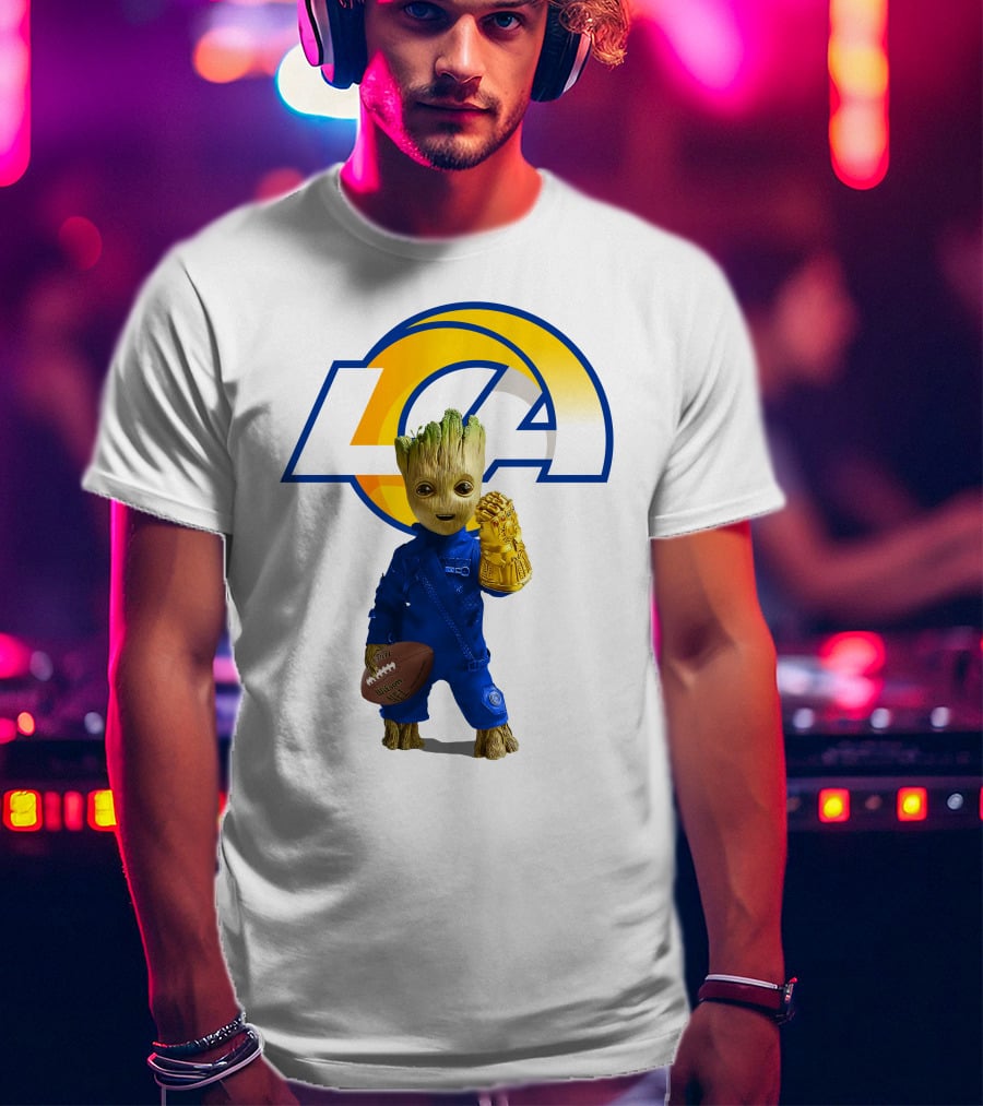 Los Angeles Rams Groot Football Infinity Gauntlet T-Shirt