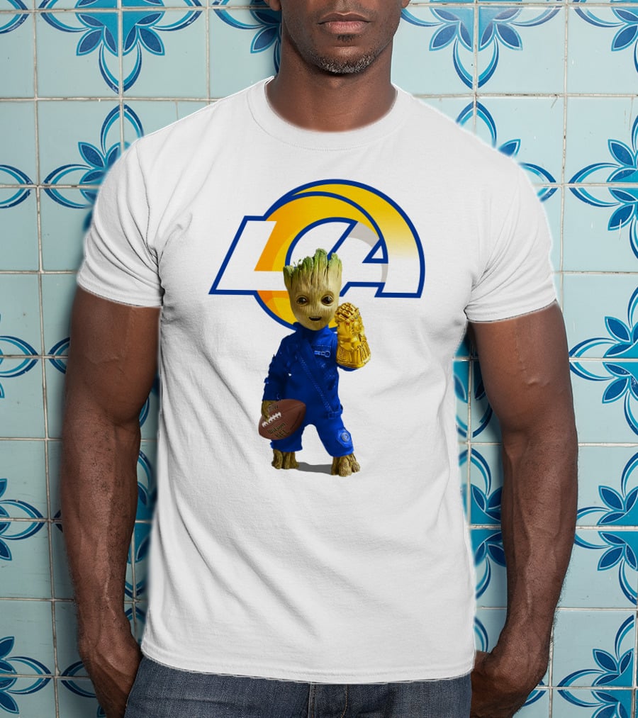Los Angeles Rams Groot Football Infinity Gauntlet T-Shirt