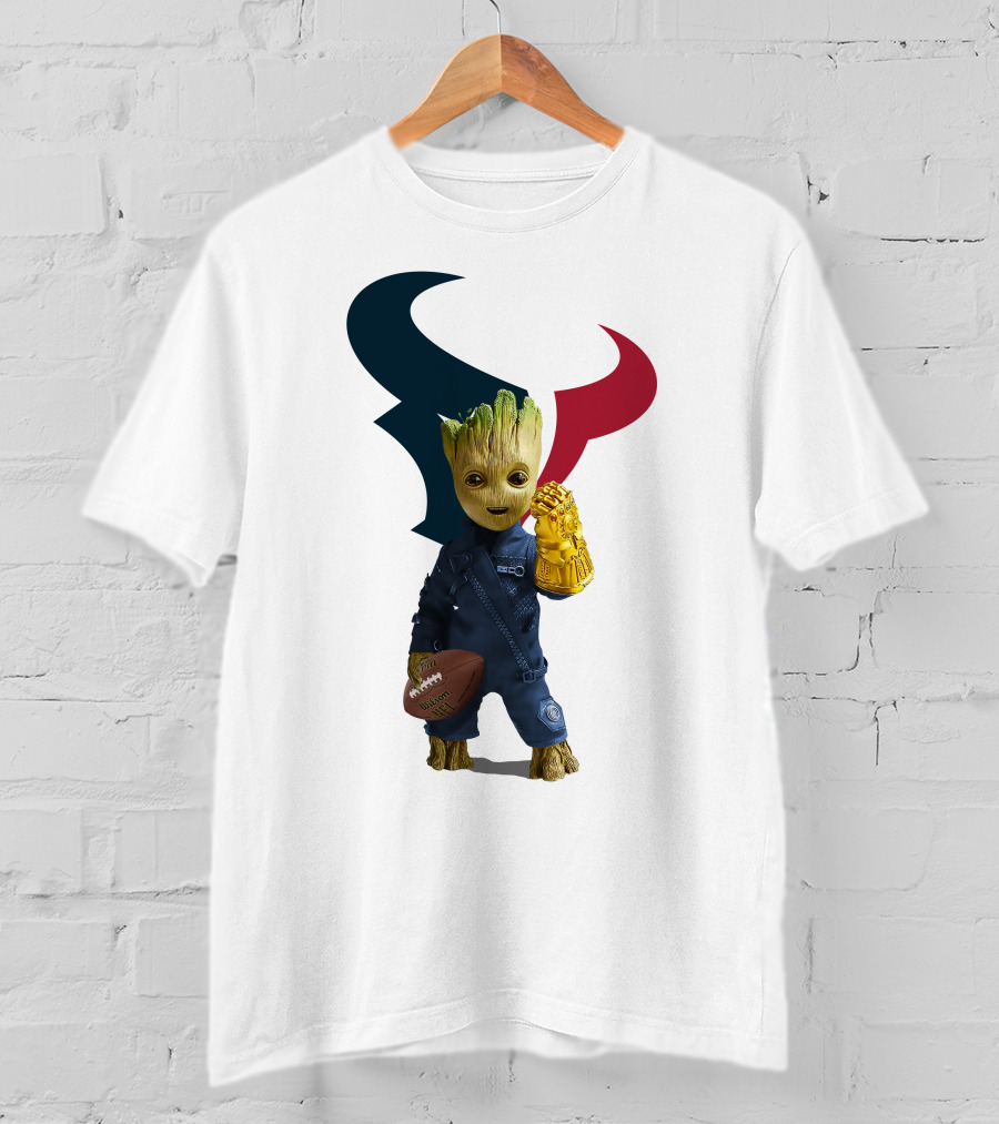 Houston Texans Groot Football Infinity Gauntlet T-Shirt