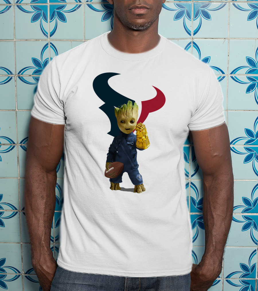 Houston Texans Groot Football Infinity Gauntlet T-Shirt