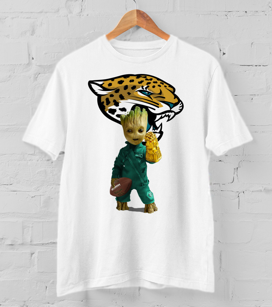 Jacksonville Jaguars Groot Football Infinity Gauntlet T-Shirt