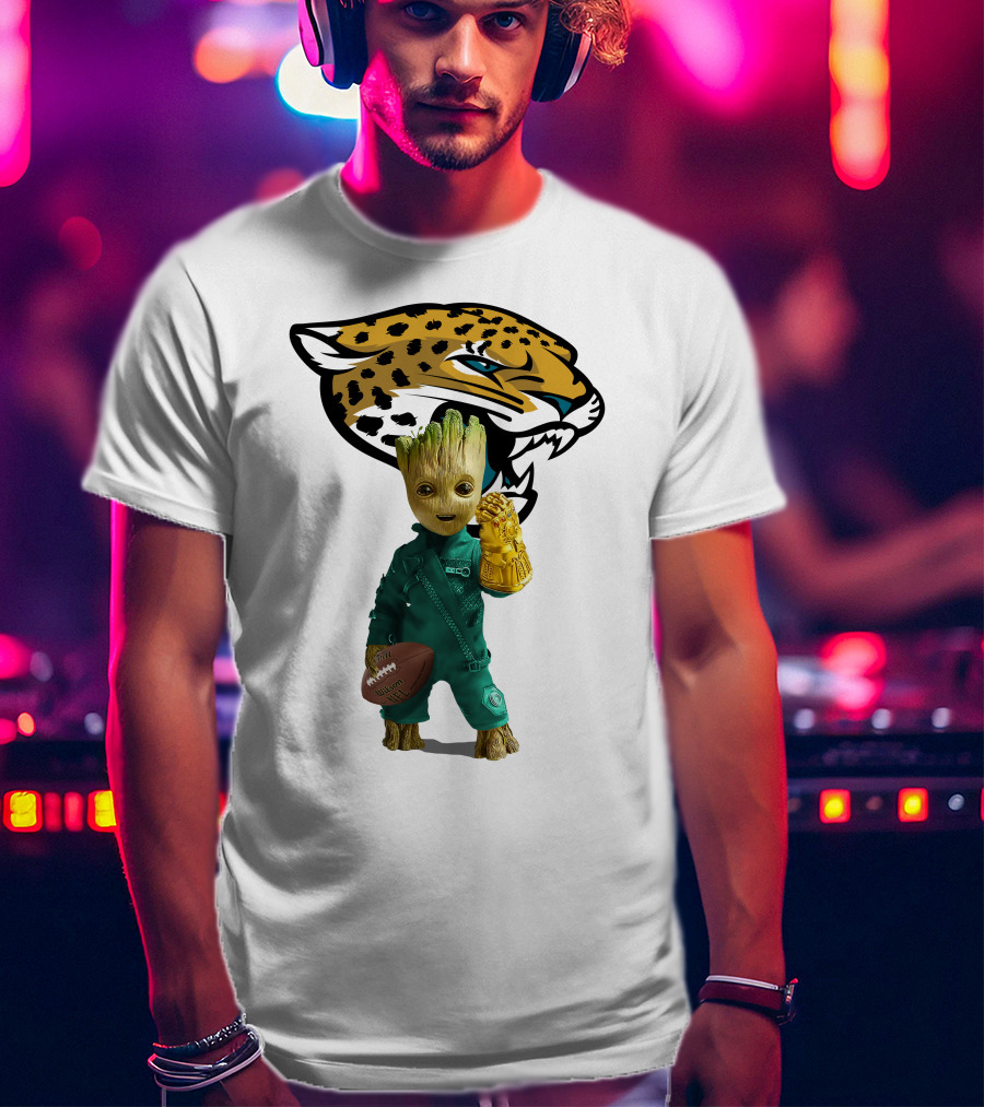 Jacksonville Jaguars Groot Football Infinity Gauntlet T-Shirt
