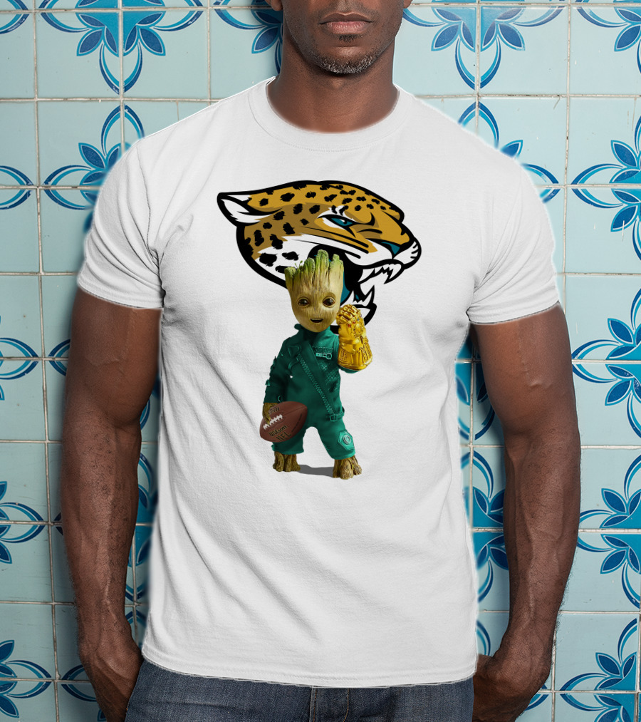 Jacksonville Jaguars Groot Football Infinity Gauntlet T-Shirt