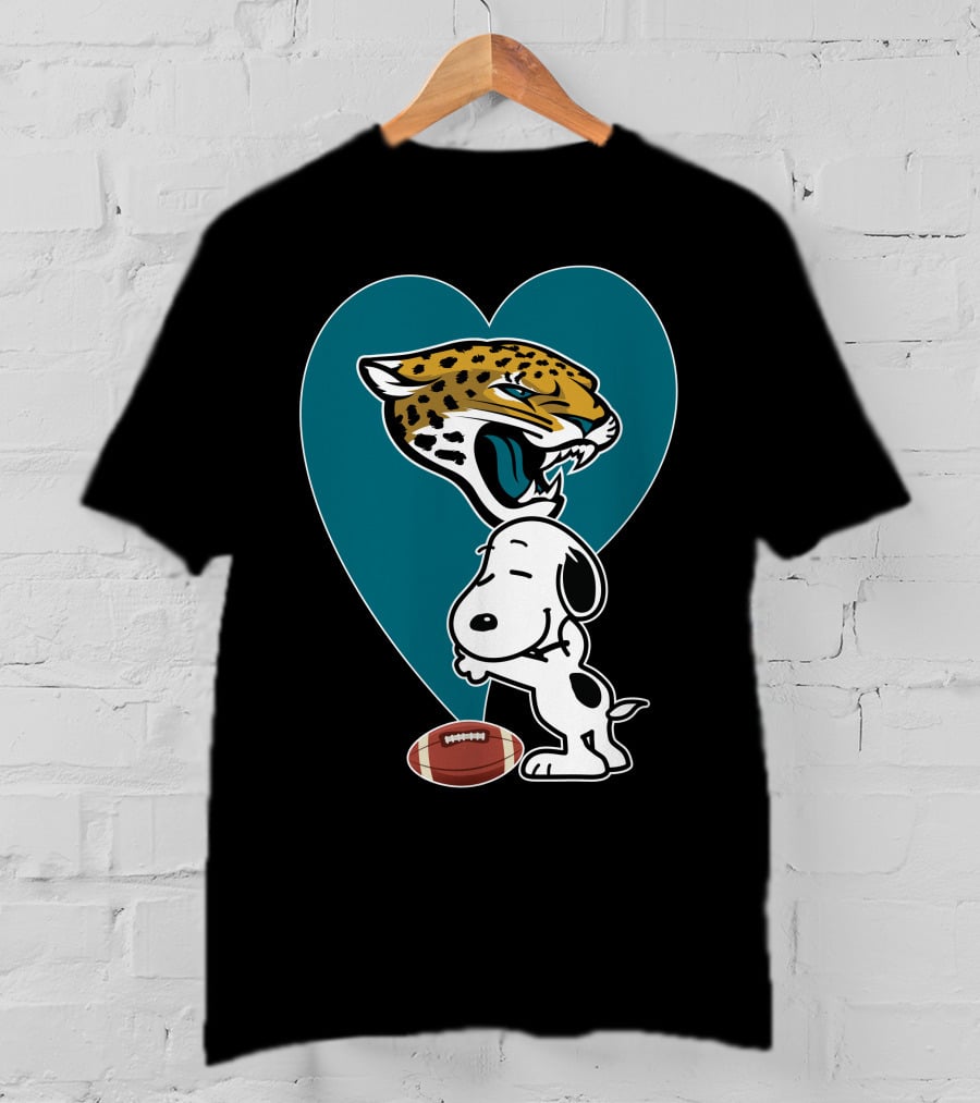 Jacksonville Jaguars Snoopy Heart Football Hug T-Shirt