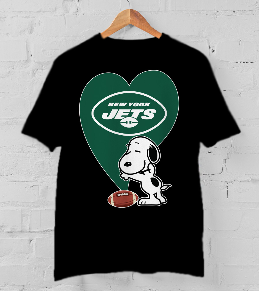 New York Jets Football Heart Snoopy Hug T-Shirt