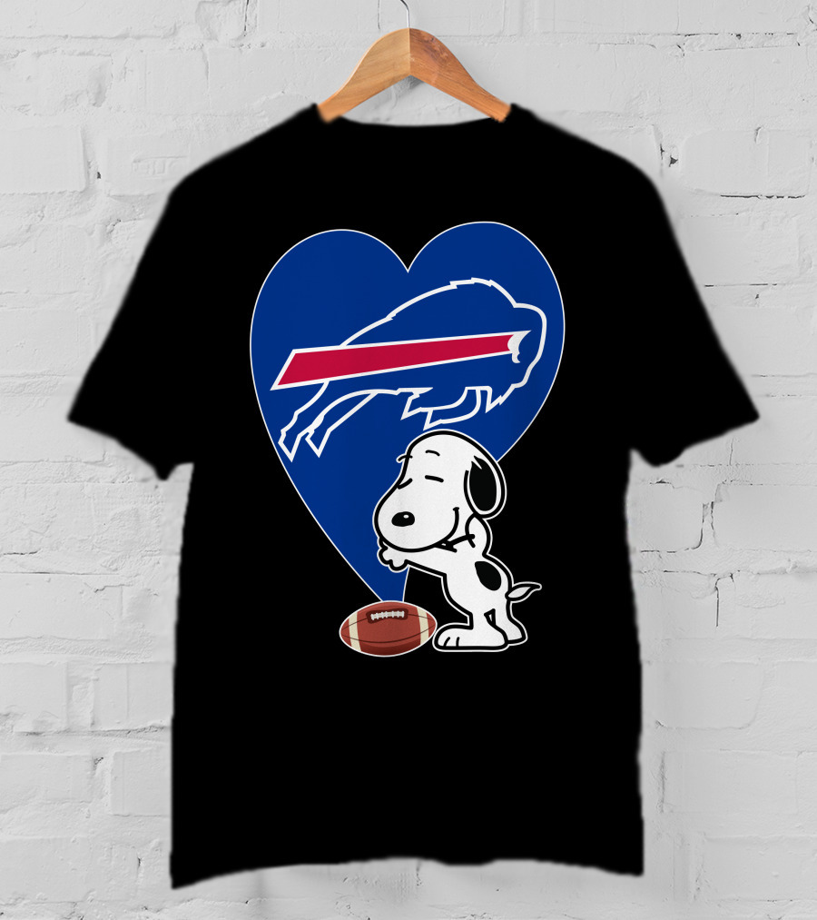 Buffalo Bills Snoopy Hug Heart Football T-Shirt