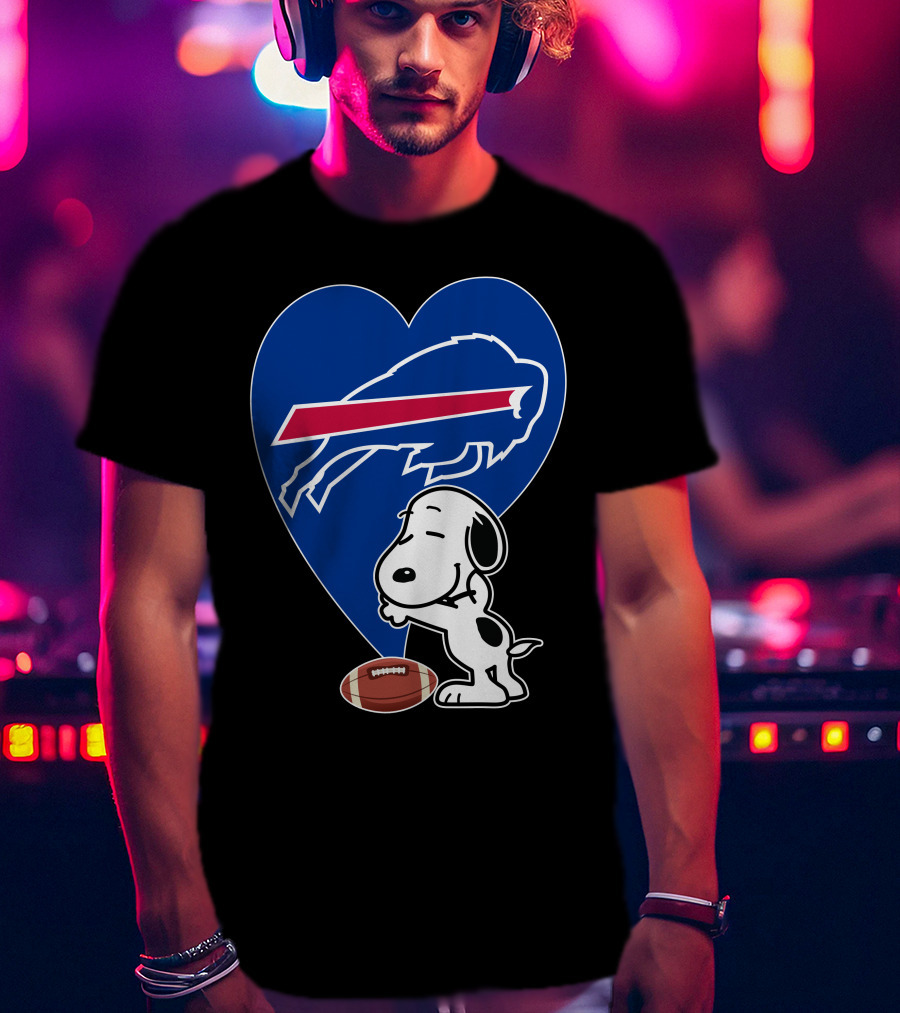 Buffalo Bills Snoopy Hug Heart Football T-Shirt