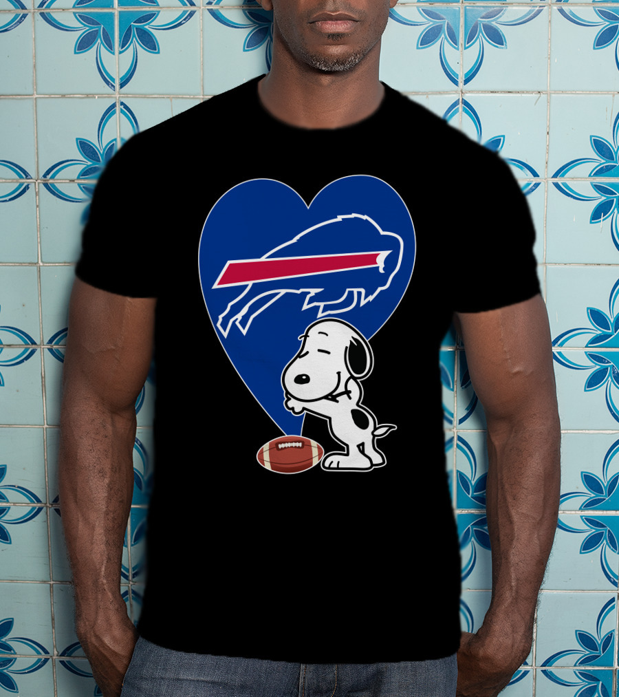 Buffalo Bills Snoopy Hug Heart Football T-Shirt
