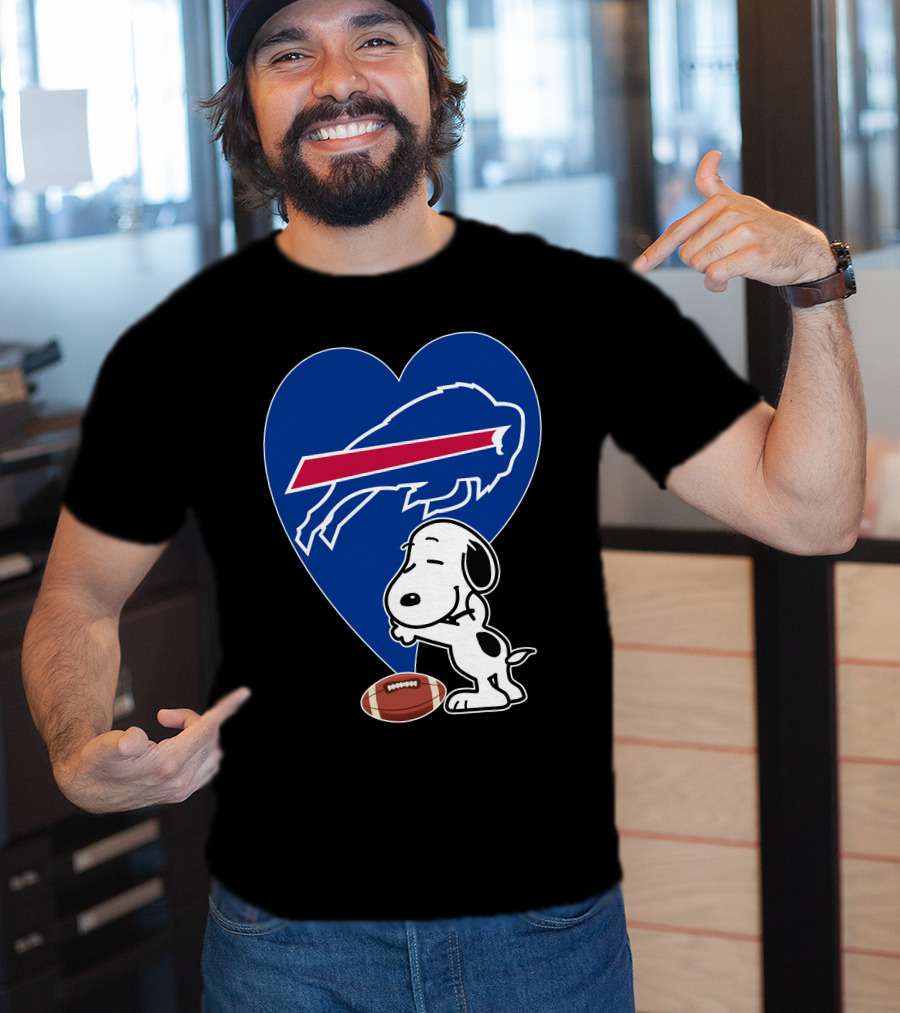 Buffalo Bills Snoopy Hug Heart Football T-Shirt