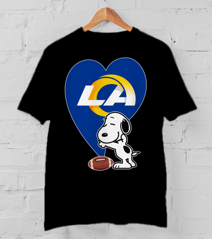 Snoopy Los Angeles Rams Football Heart Hug T-Shirt