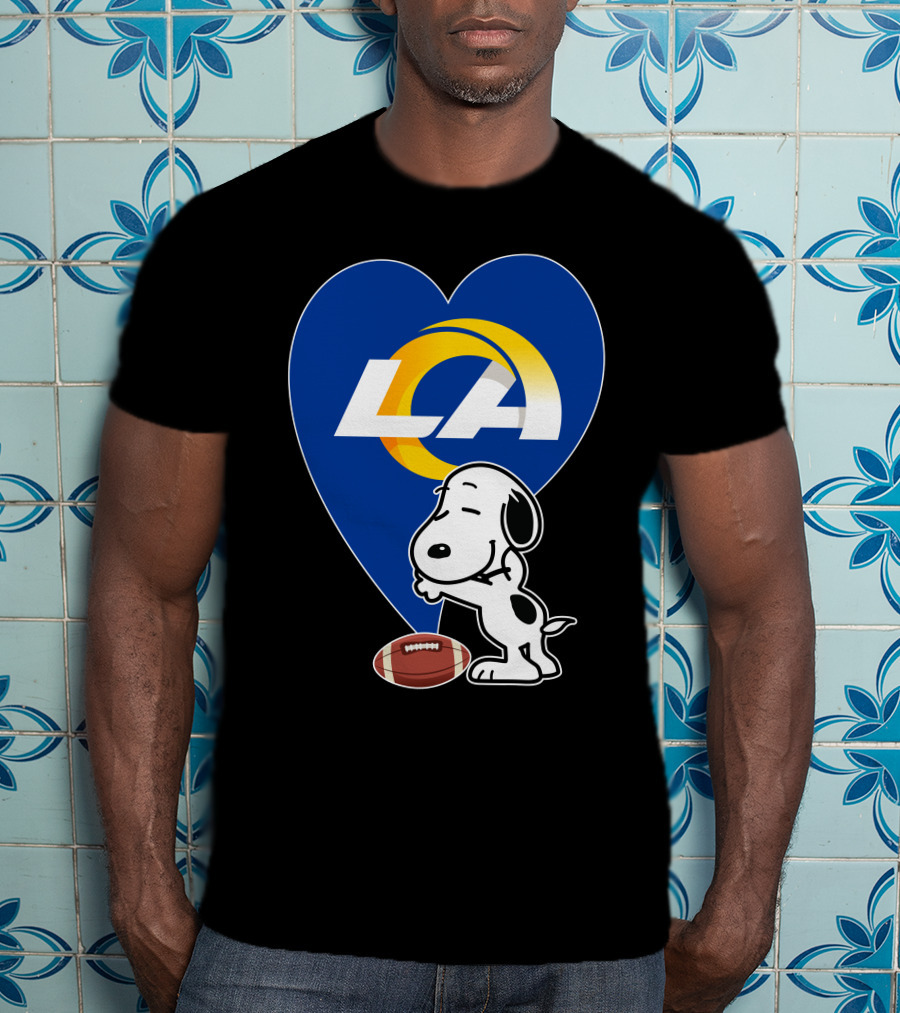 Snoopy Los Angeles Rams Football Heart Hug T-Shirt
