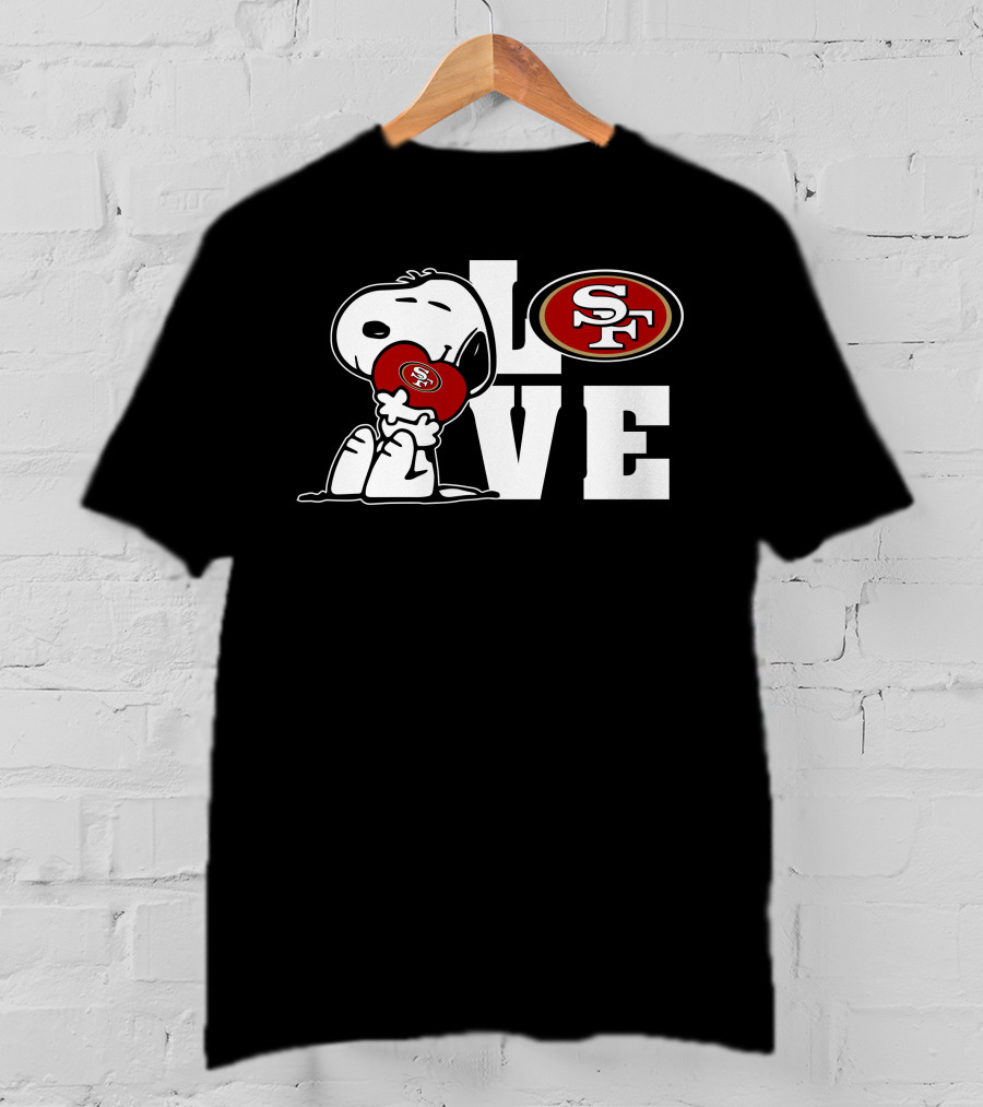 Snoopy Love San Francisco 49ers SF Logo Peanuts Football T-Shirt