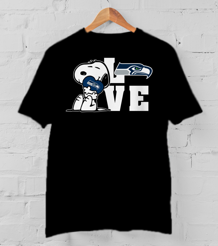 Snoopy Love Seattle Seahawks Heart T-Shirt