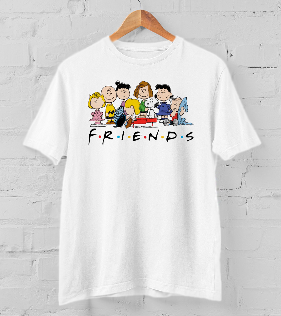 Friends Snoopy Peanuts Characters With Charlie Brown And Friends Text T-Shirt
