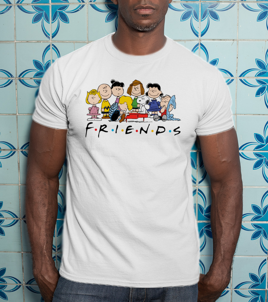 Friends Snoopy Peanuts Characters With Charlie Brown And Friends Text T-Shirt