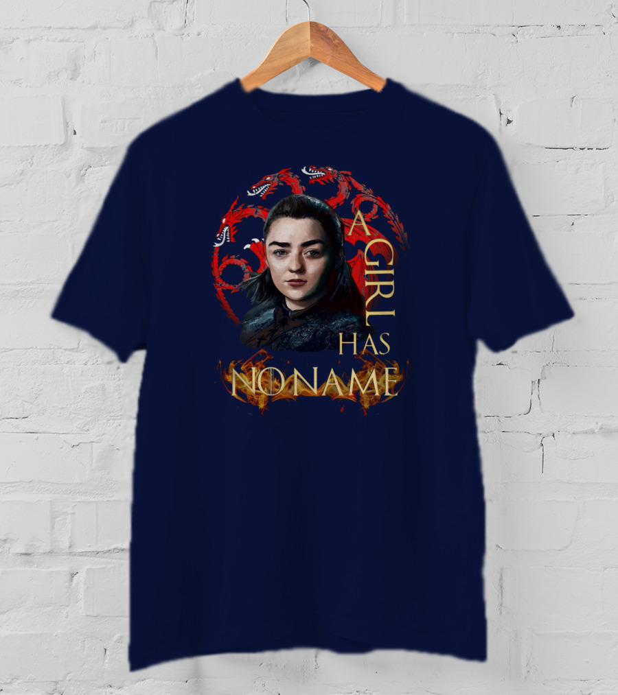 Arya Stark A Girl Has No Name Dragon Symbol Background T-Shirt