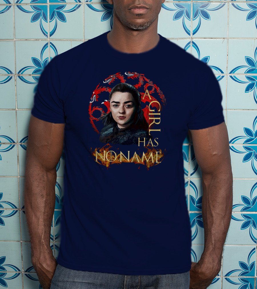 Arya Stark A Girl Has No Name Dragon Symbol Background T-Shirt