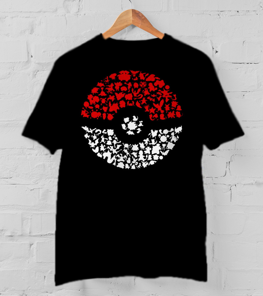 PokEmon 146A PokE Ball Design With Red And White T-Shirt