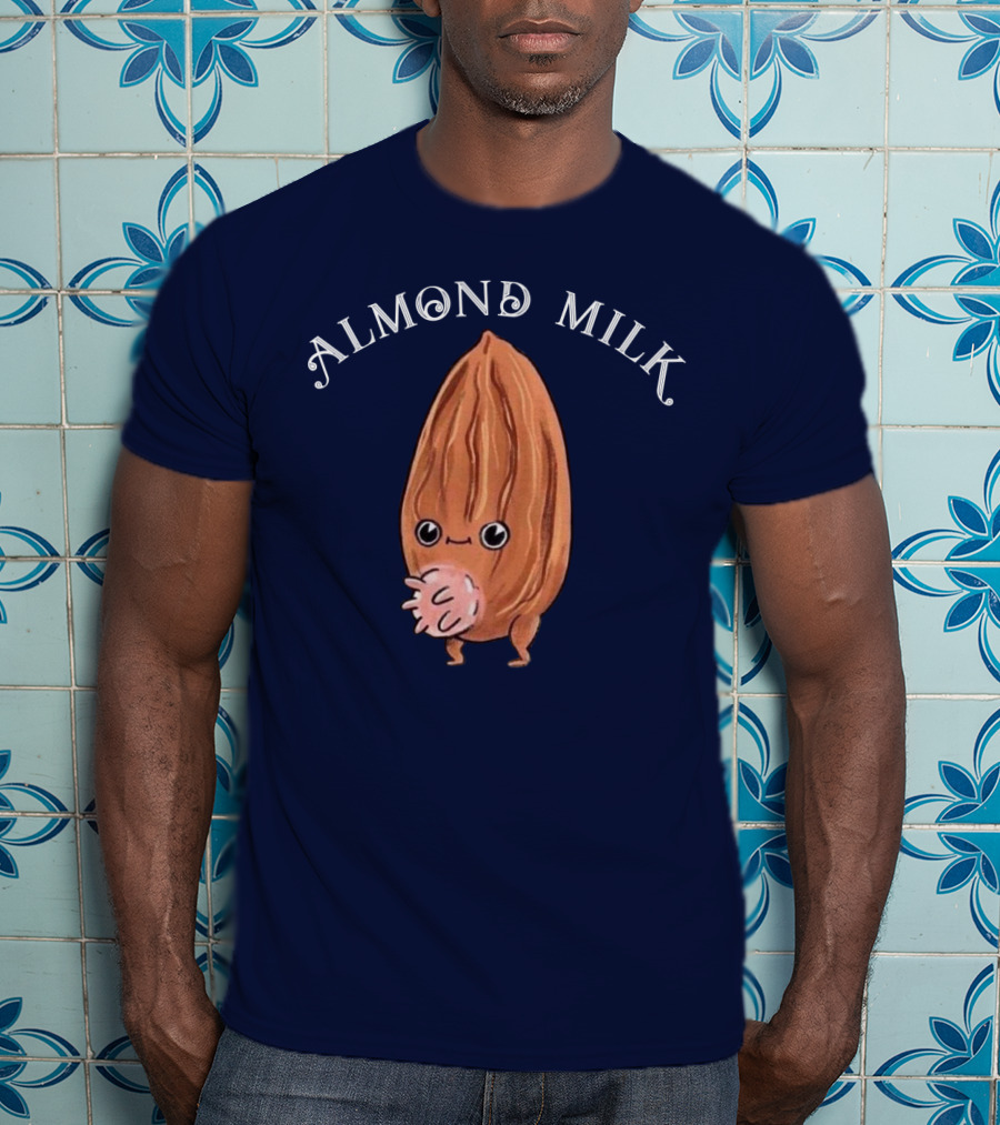 ALMOND MILK Cute Cartoon Character With Large Eyes And Smiling Face T-Shirt