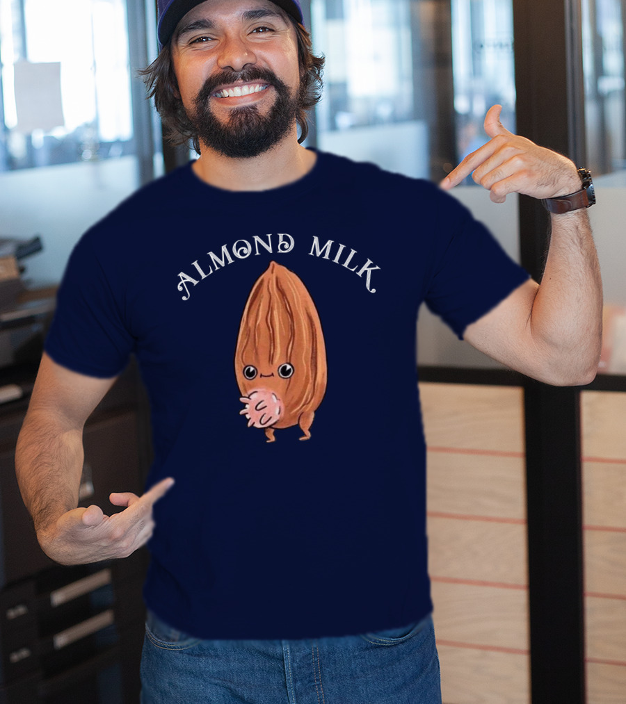 ALMOND MILK Cute Cartoon Character With Large Eyes And Smiling Face T-Shirt