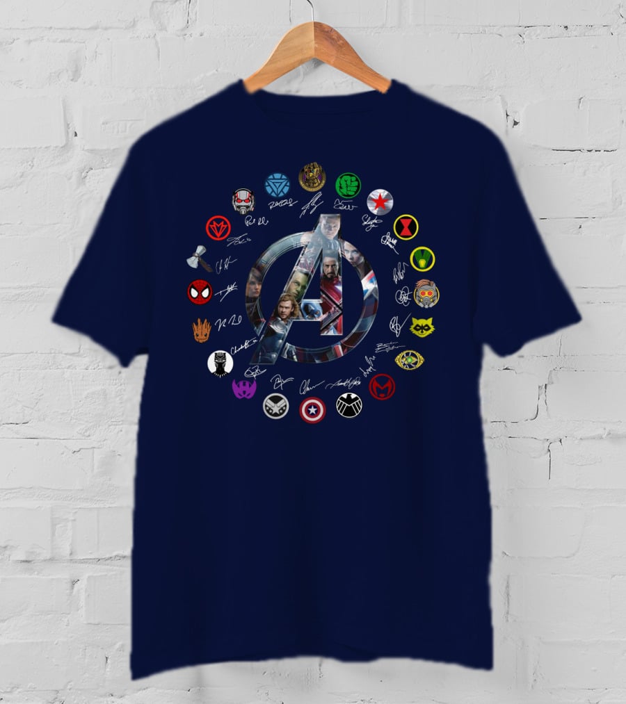 Avengers Endgame Emblem With Iconic Superhero Logos T-Shirt