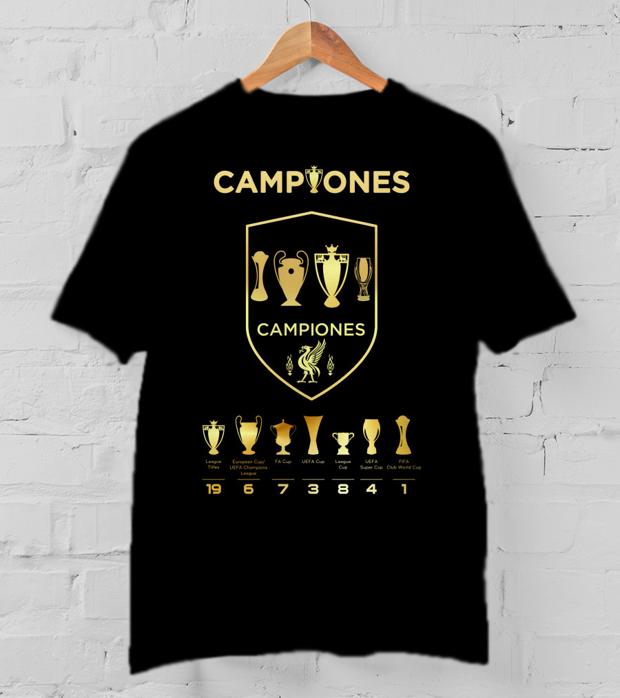 Liverpool Campiones Trophy Achievements European Cup FA League Titles T-Shirt