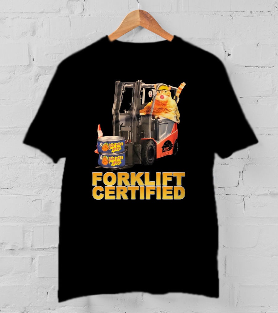 Forklift Certified Cat With Chef Pepe Soup Cans T-Shirt