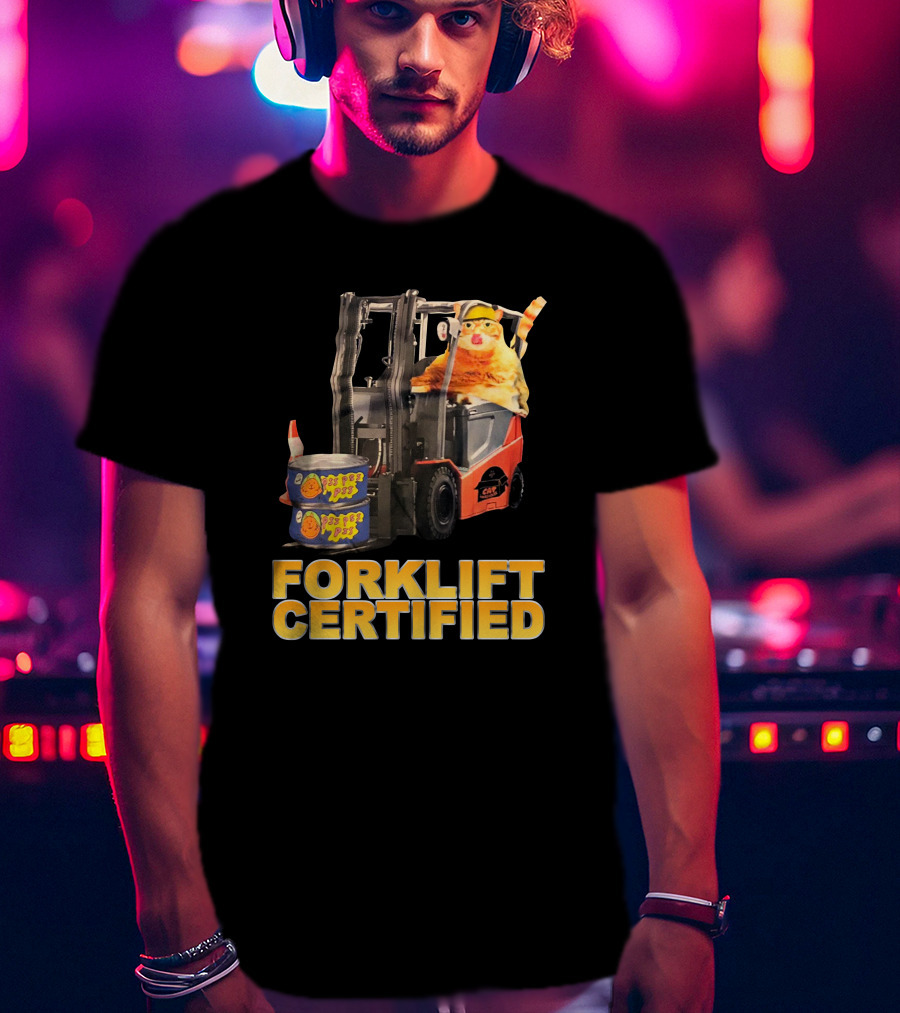 Forklift Certified Cat With Chef Pepe Soup Cans T-Shirt