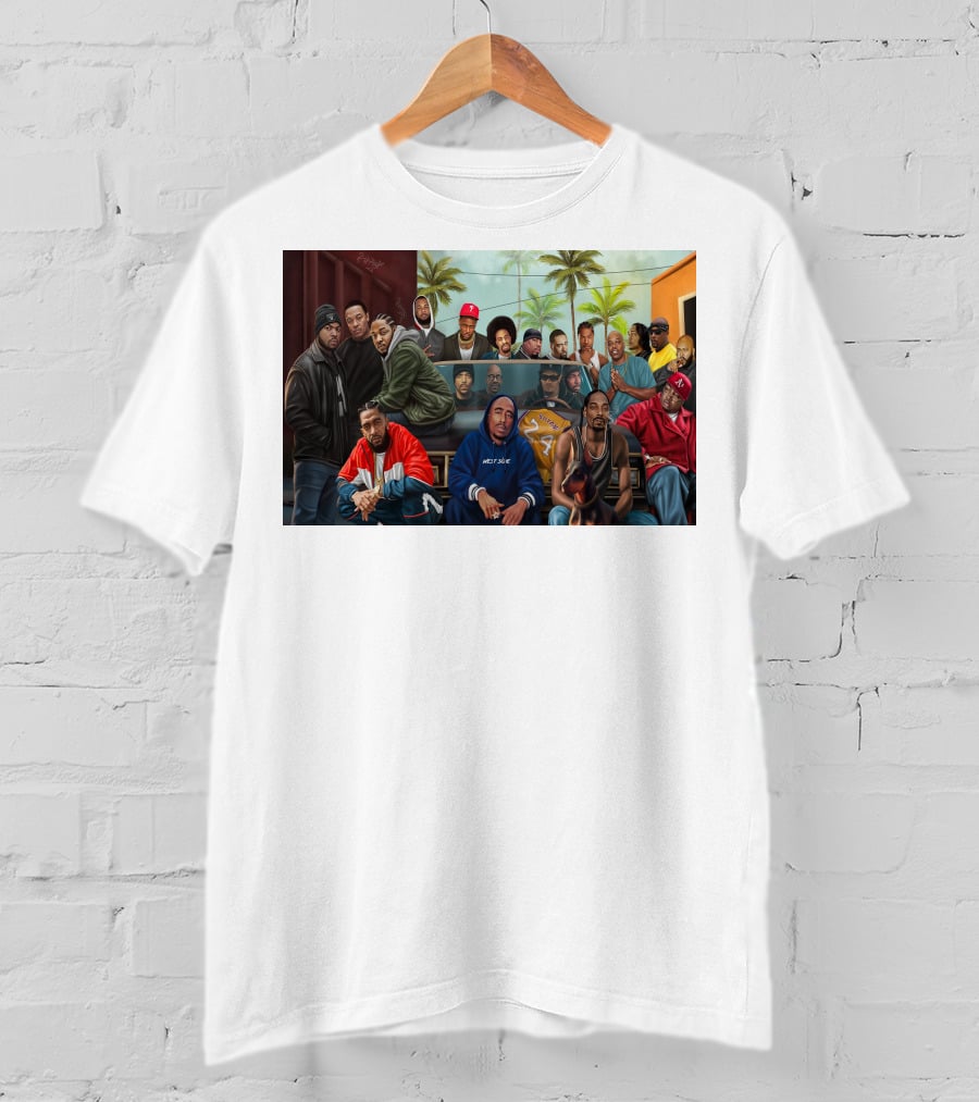 WCHH Hip Hop Legends Collage Icons In Urban Street Scene T-Shirt