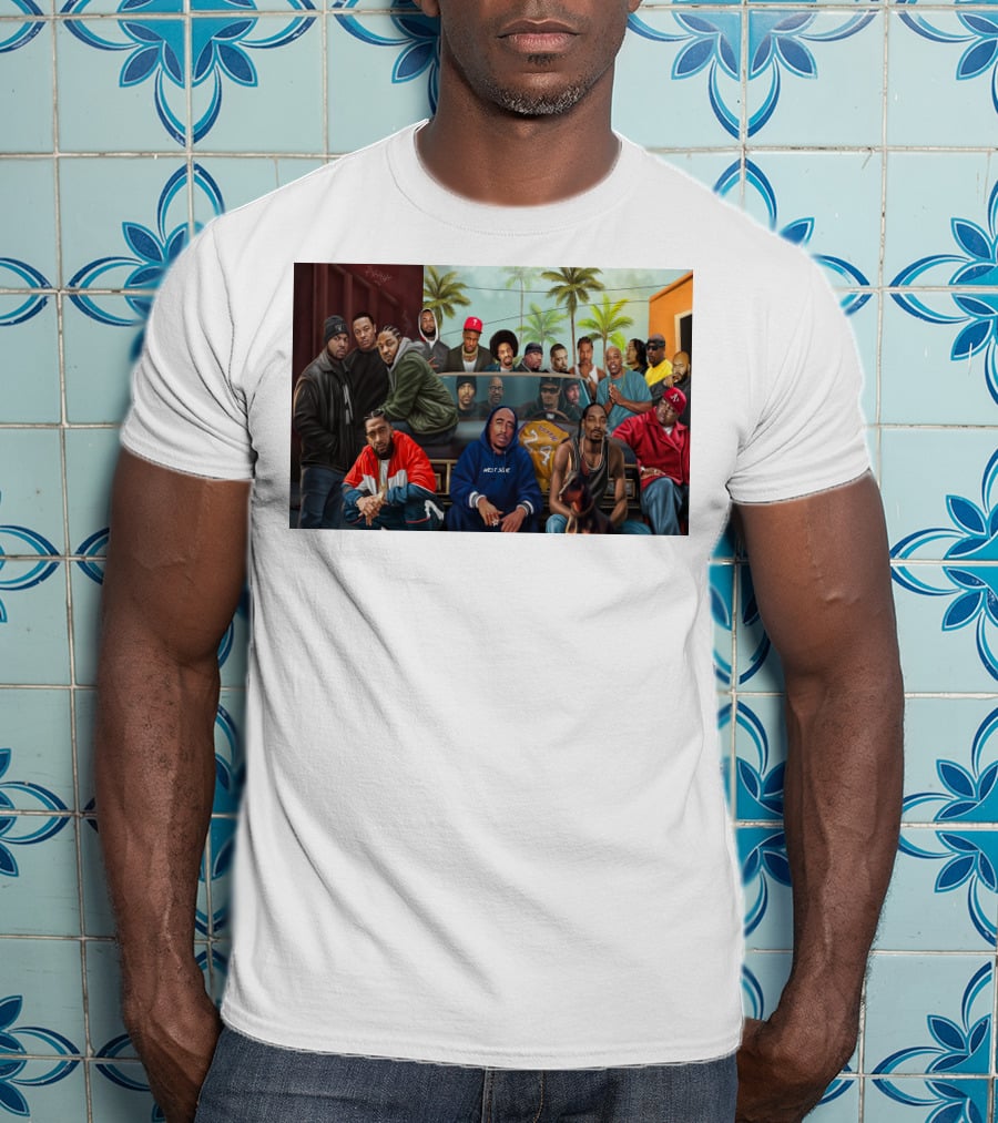 WCHH Hip Hop Legends Collage Icons In Urban Street Scene T-Shirt