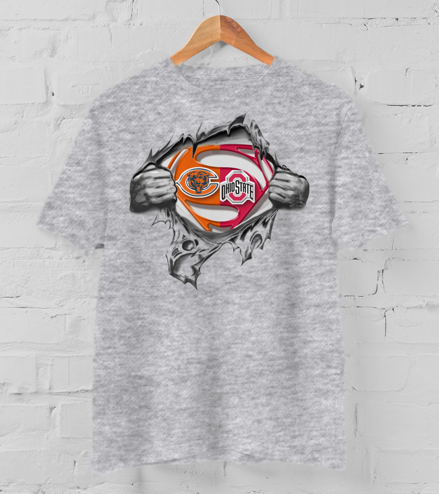 Chicago Bears Ohio State Buckeyes Superman Logo Tear T-Shirt