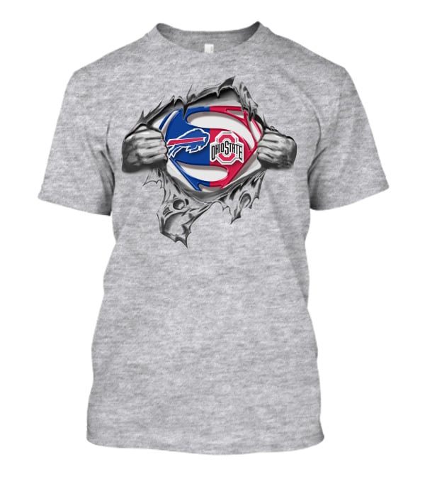 Buffalo Bills Ohio State Buckeyes Superman Emblem Peeling Chest T-Shirt