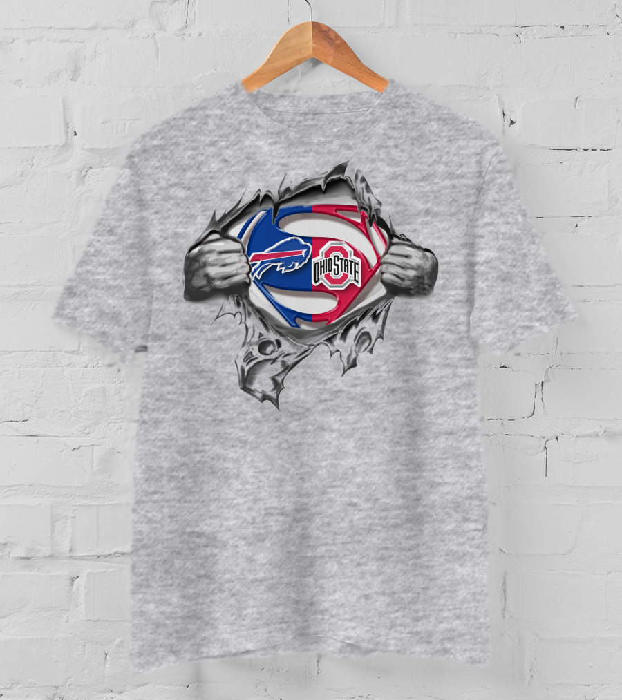 Buffalo Bills Ohio State Buckeyes Superman Emblem Peeling Chest T-Shirt