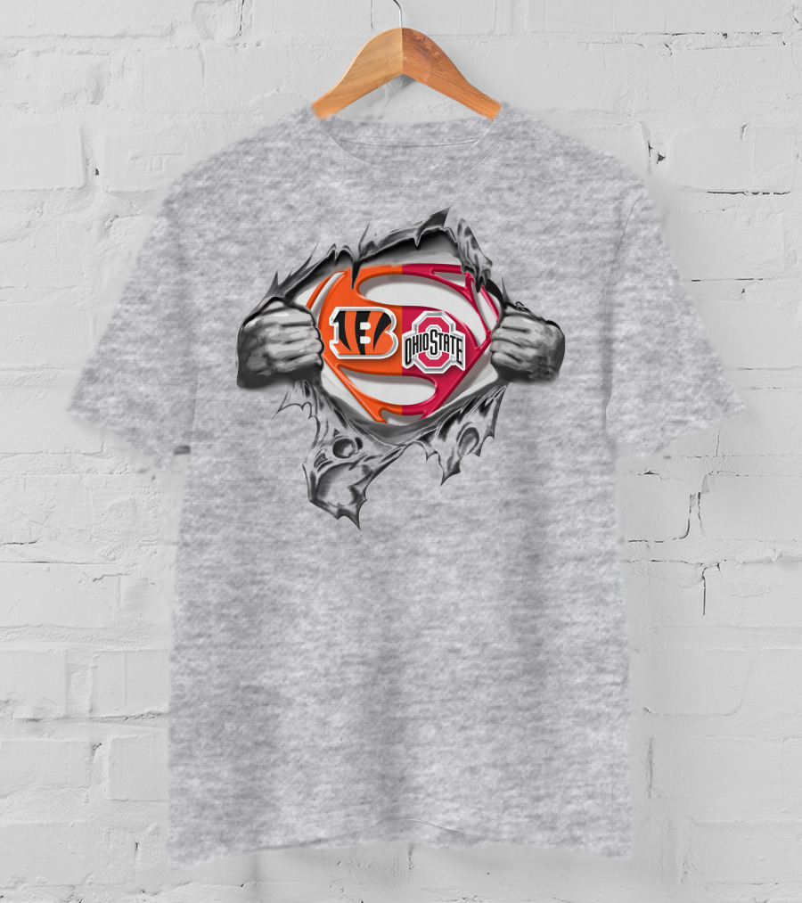 Cincinnati Bengals Ohio State Buckeyes Superman Logo Fan T-Shirt
