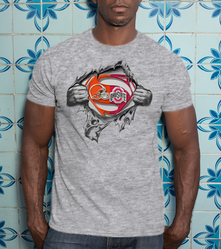 Cleveland Browns Ohio State Buckeyes Superman Logo Mashup T-Shirt