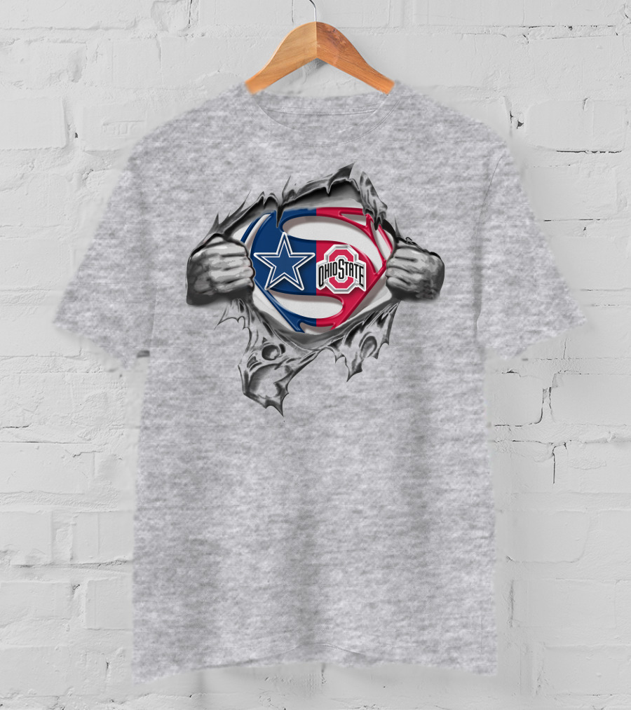 Dallas Cowboys Ohio State Buckeyes Superman Logo Combination T-Shirt