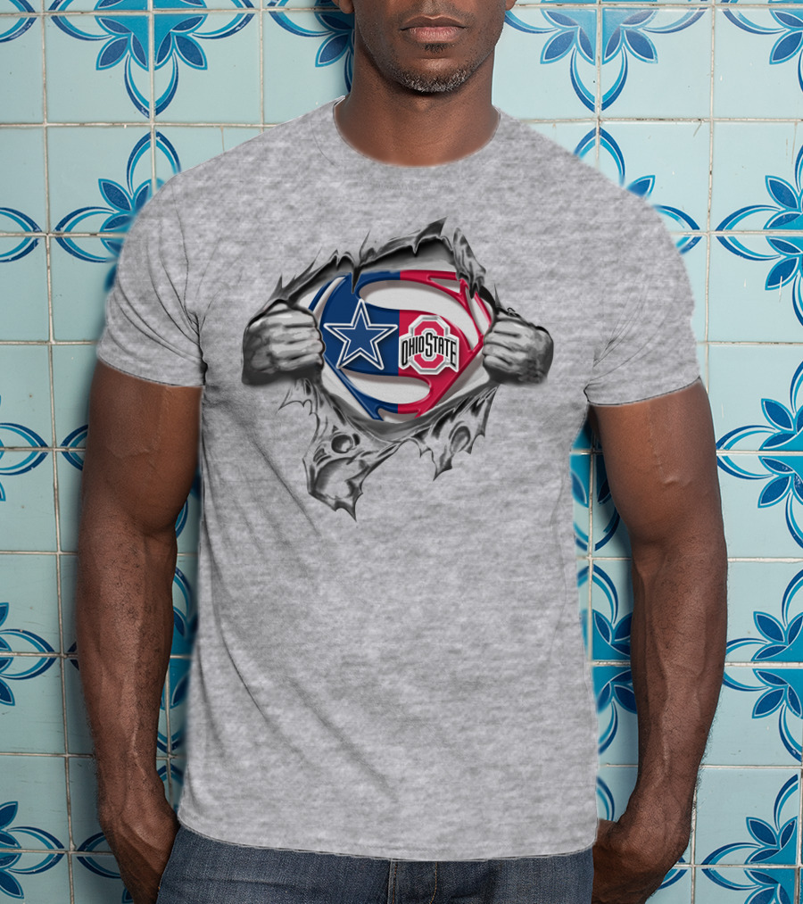 Dallas Cowboys Ohio State Buckeyes Superman Logo Combination T-Shirt
