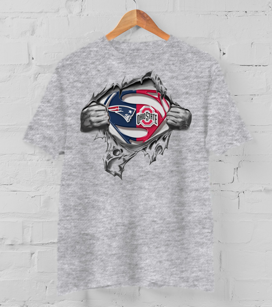 New England Patriots Ohio State Buckeyes Superman Logo Pullover T-Shirt