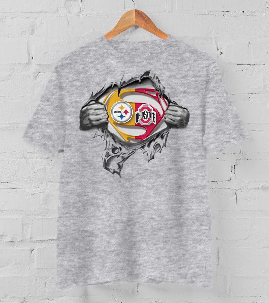 Pittsburgh Steelers Ohio State Buckeyes Superman Logo Mashup T-Shirt