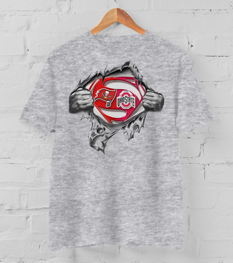 Tampa Bay Buccaneers Ohio State Buckeyes Superman Logo Crossover T-Shirt