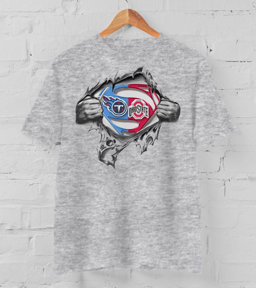 Tennessee Titans Ohio State Buckeyes Superman Emblem T-Shirt