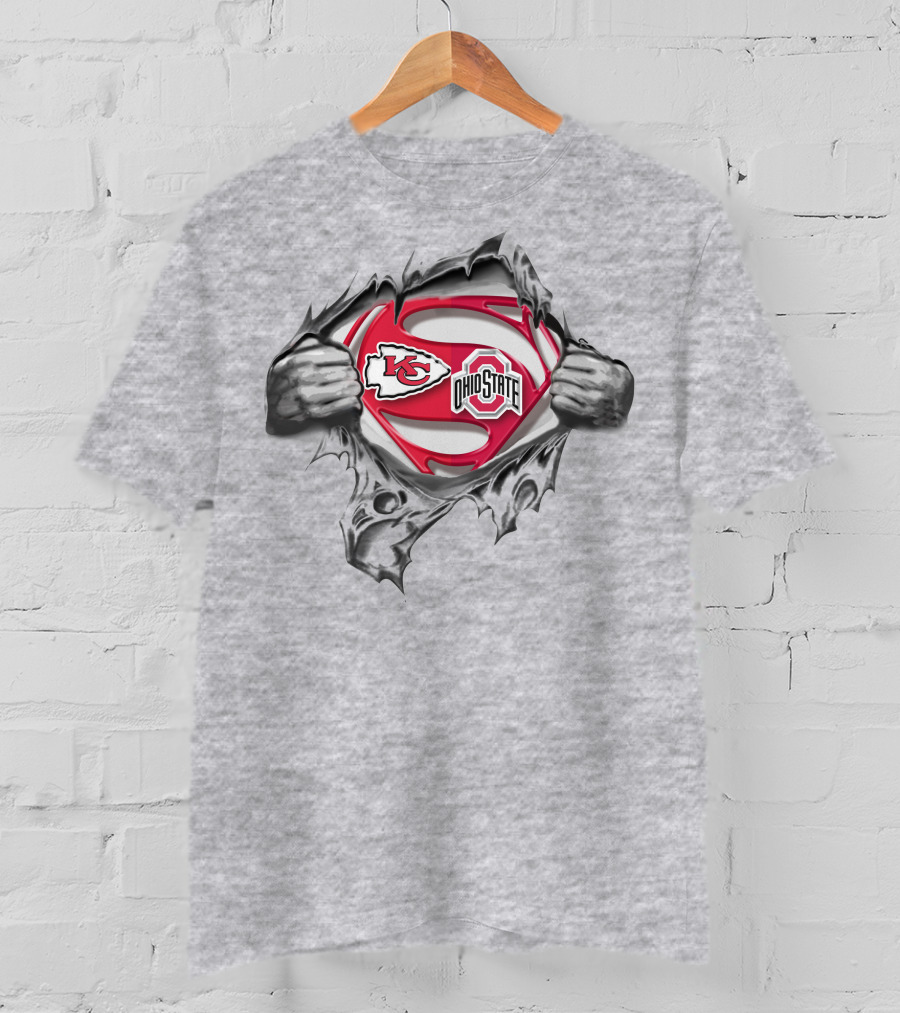 Kansas City Chiefs Ohio State Buckeyes Superman Logo Mashup T-Shirt