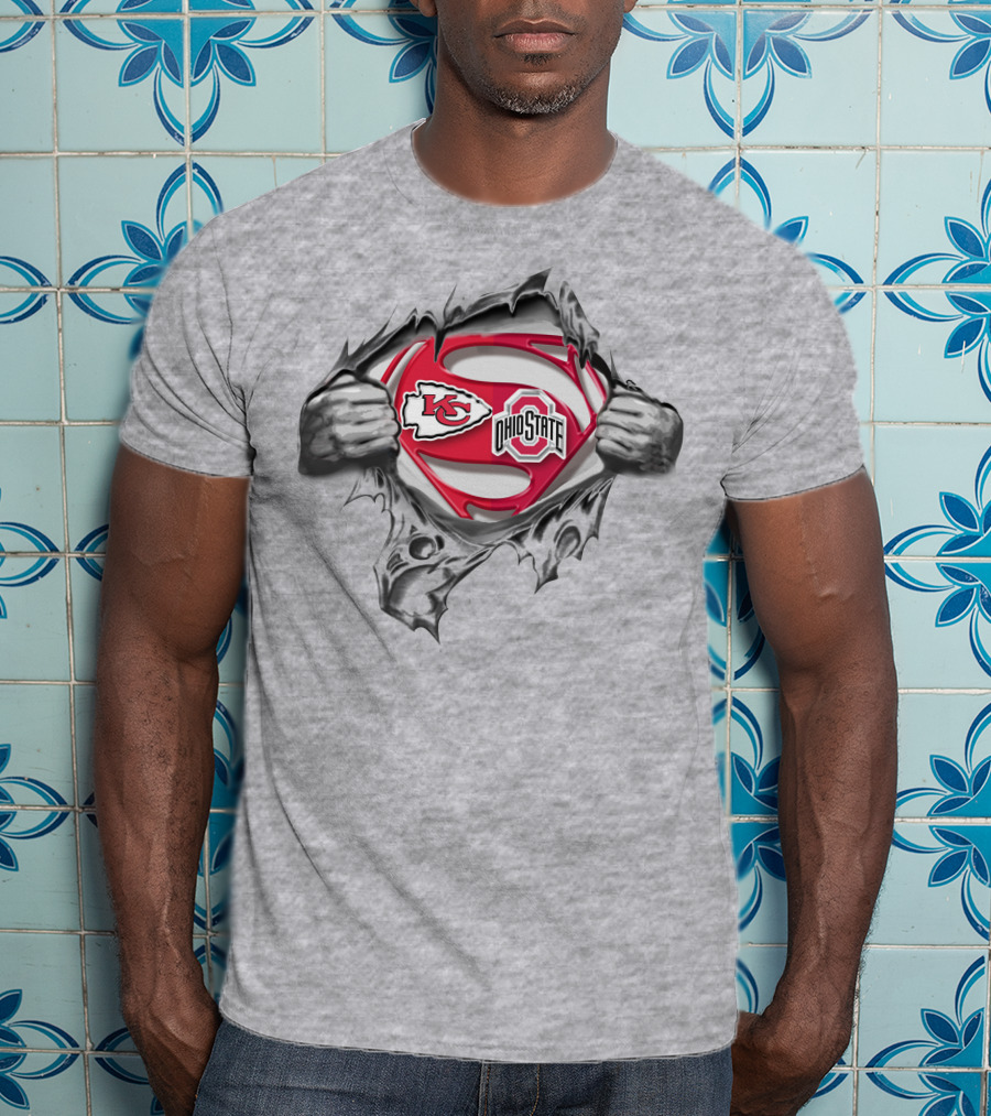 Kansas City Chiefs Ohio State Buckeyes Superman Logo Mashup T-Shirt