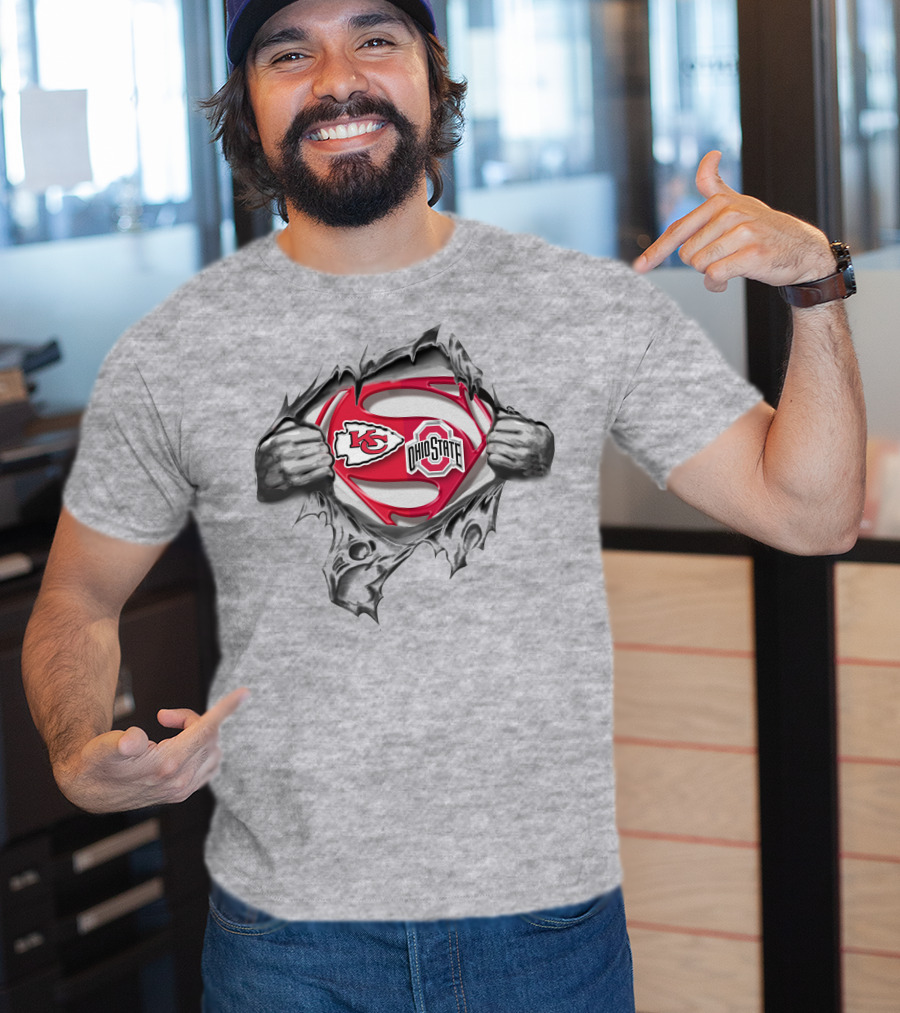 Kansas City Chiefs Ohio State Buckeyes Superman Logo Mashup T-Shirt