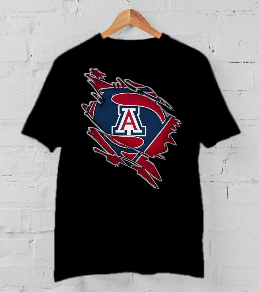 Arizona Wildcats Super Man Logo Emblem T-Shirt