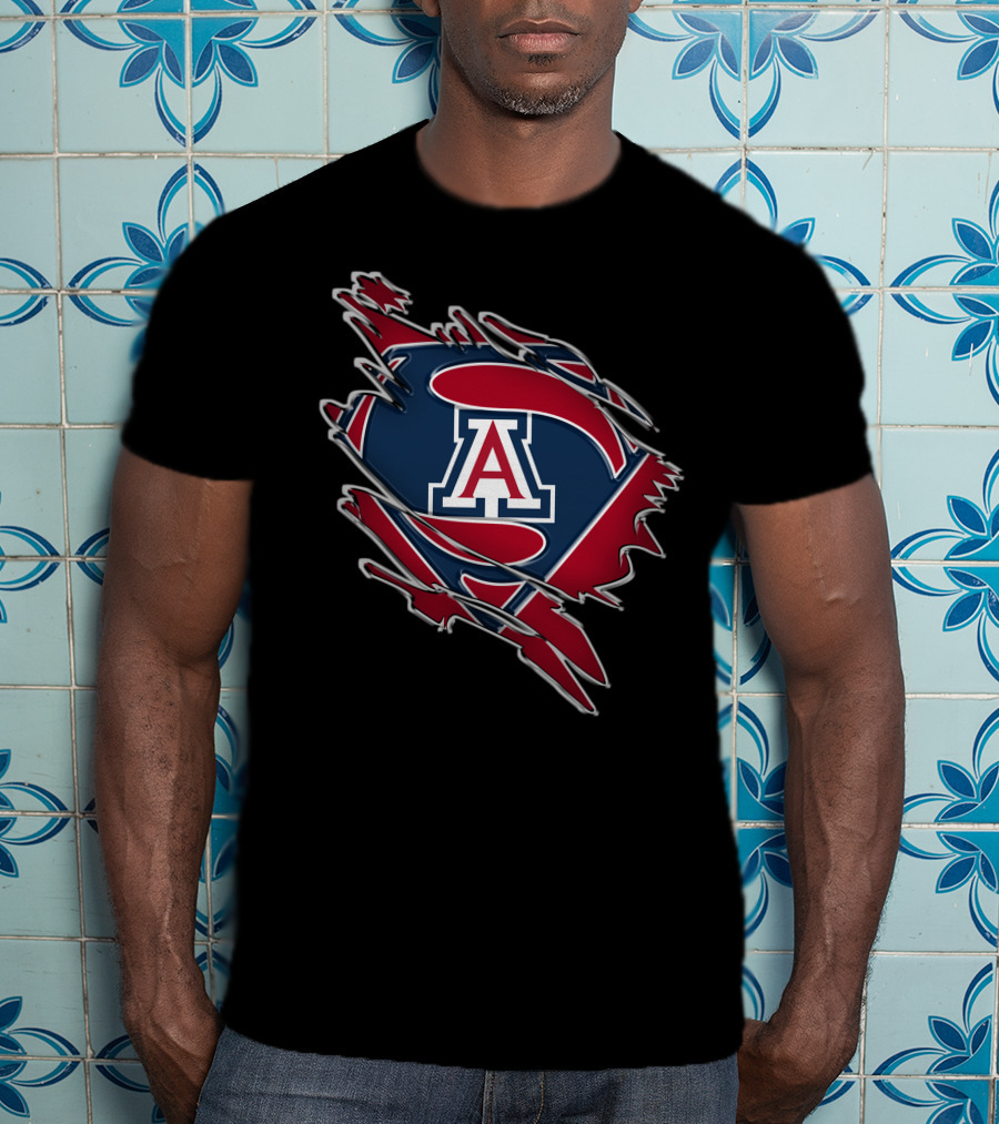 Arizona Wildcats Super Man Logo Emblem T-Shirt