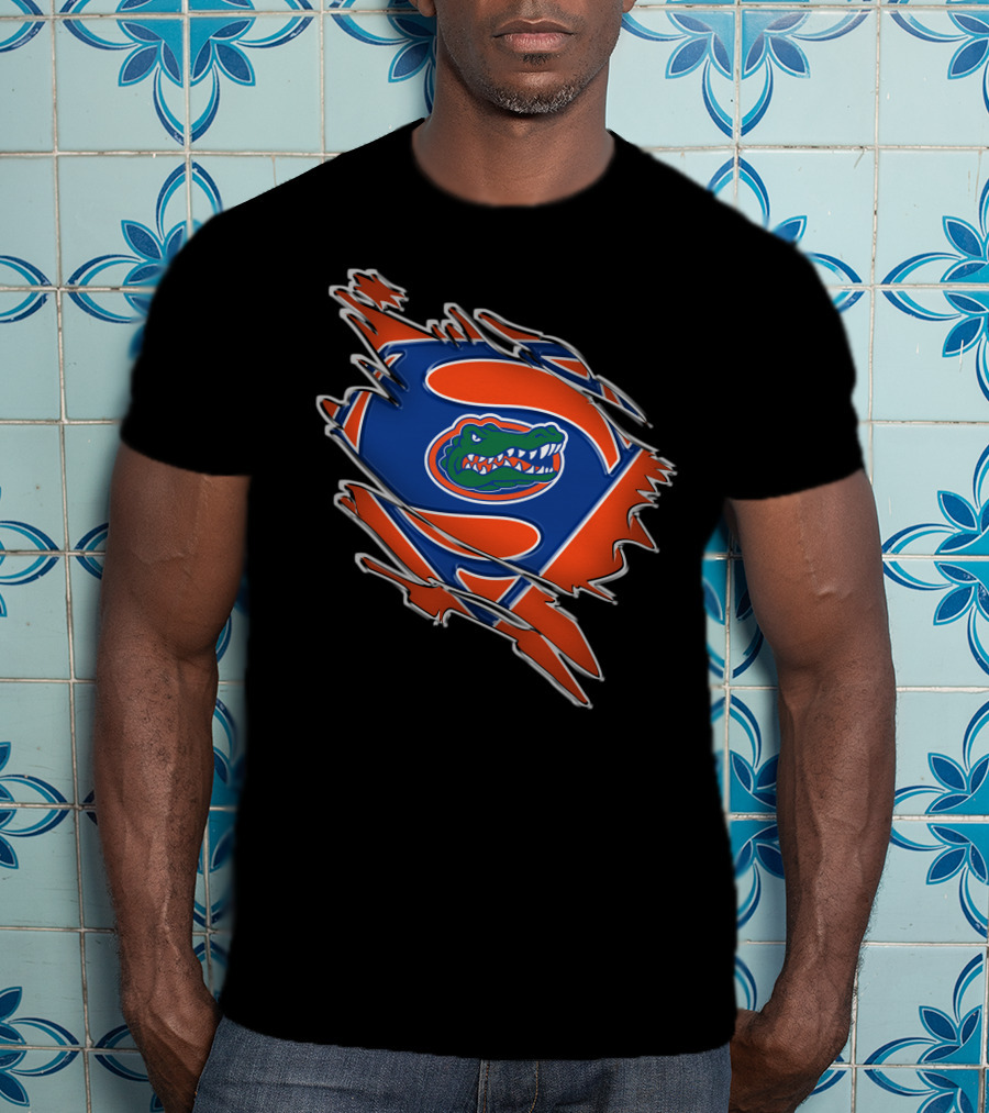 Florida Gators Super Man Logo With Alligator Emblem T-Shirt