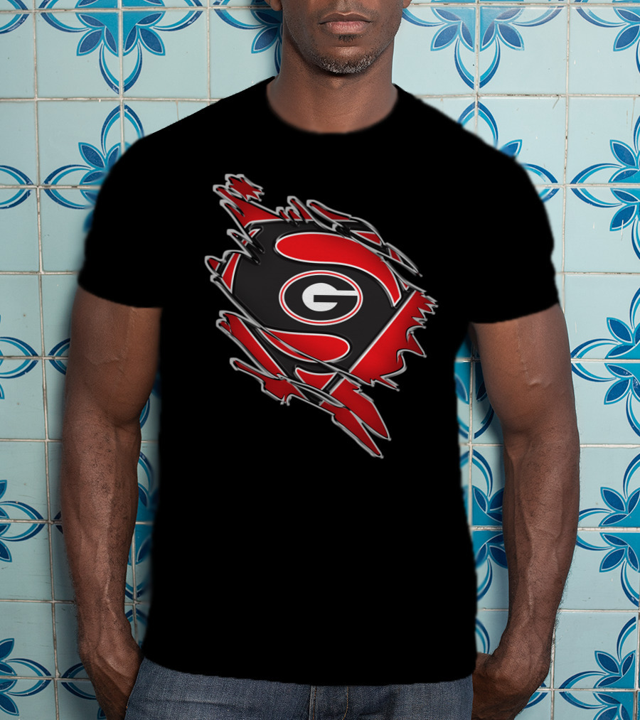 Georgia Bulldogs Superman Logo Fusion T-Shirt